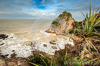 views of Mawar Island in Malaysia in rain season Stock Photo