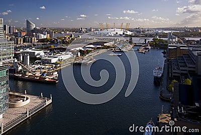 Views over canary wharf and docks Stock Photo