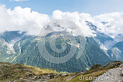 Views over Chamonix and Mont Blanc in France Stock Photo