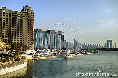 Views of Palm Jumeirah island with ships Editorial Stock Photo