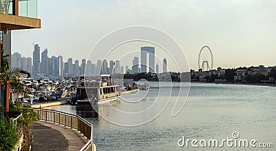 Views of Palm Jumeirah island with ships Editorial Stock Photo