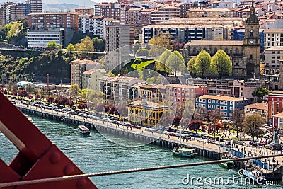 Views of Portugalete from the Puente Colgante or Puente de Bizkaia Stock Photo