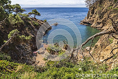 Views of `Punta de Canyers` cove in Calella de Palafrugell. Stock Photo