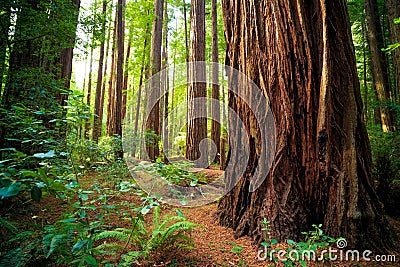 Views in the Redwood Forest, Redwoods National & State Parks California Stock Photo