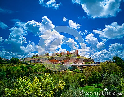 Views from the Retama Park of the Alcala de Guadaira castle in Seville Stock Photo