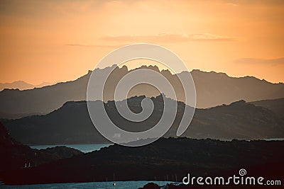 View of La Maddalena island from Caprera Island Stock Photo