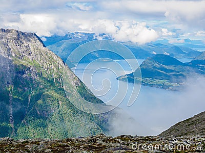 Views from Romsdalseggen trail in Norway Stock Photo