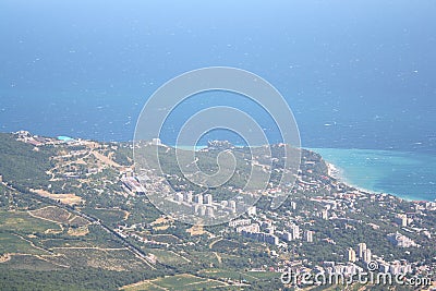 Views of the sea coast with high mountains Stock Photo