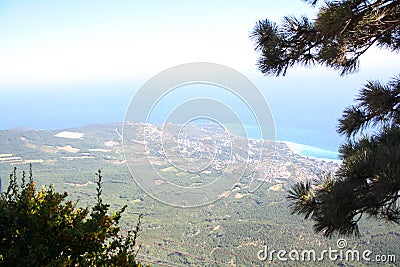 Views of the sea coast with high mountains Stock Photo