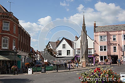 Views of shops on Market Place in Glastonbury, Somerset in the UK Editorial Stock Photo