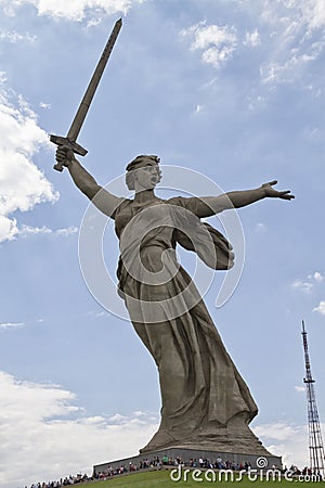 Views of the statue of the Motherland is calling Mamayev Kurgan Editorial Stock Photo