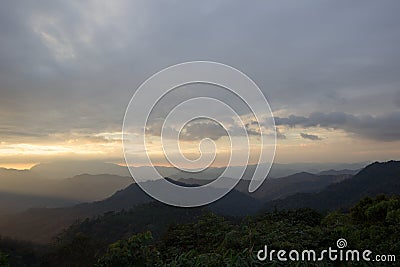 Views during sunset from Phanoen Thung Camp,Kaeng Krachan National Park,Phetchaburi Province,Thailand. Stock Photo