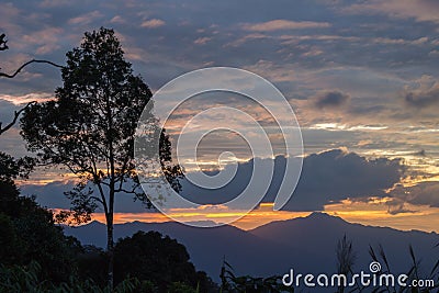 Views during sunset from Phanoen Thung Camp,Kaeng Krachan National Park,Phetchaburi Province,Thailand. Stock Photo