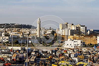 Views of the surrounding area and the port of La Gullet in Tunis Editorial Stock Photo