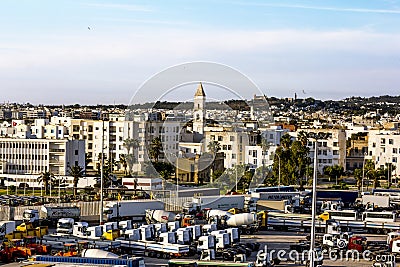 Views of the surrounding area and the port of La Gullet in Tunis Editorial Stock Photo