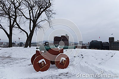 Views of the winter city of Oslo. Norway. - 01.2018 Editorial Stock Photo