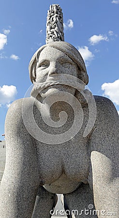 Vigeland park, Oslo, Norway, woman standing on all fours. Editorial Stock Photo