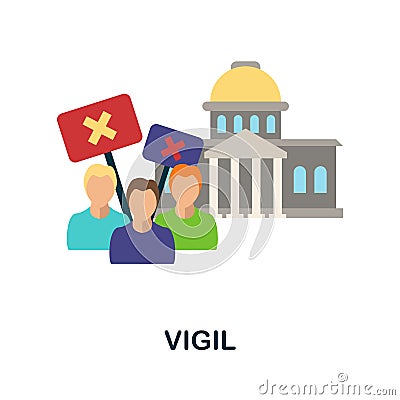 Vigil flat icon. Color simple element from activism collection. Creative Vigil icon for web design, templates Vector Illustration