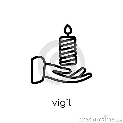 Vigil icon. Trendy modern flat linear vector Vigil icon on white Vector Illustration