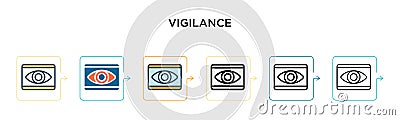 Vigilance vector icon in 6 different modern styles. Black, two colored vigilance icons designed in filled, outline, line and Vector Illustration