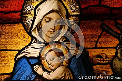 Vigin Mary with baby Jesus Stock Photo