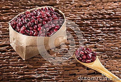 Vigna angularis - Adzuki organic bean in paper bag Stock Photo