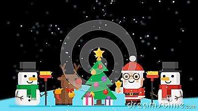 Vignette Concept Santa Claus Reindeer Snowmen and Christmas Tree stock illustration Vignette Concept Santa Claus Reindeer Snowmen and Christmas Tree stock illustration