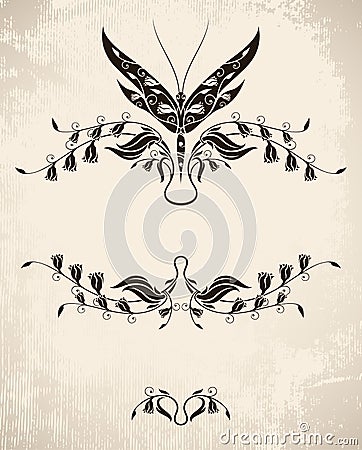 Vignette with dragonfly Vector Illustration