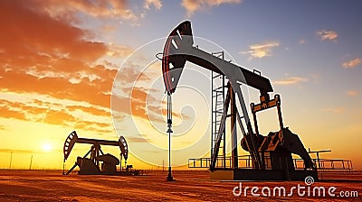 The Vigorous Operation of Industrial Oil Pump Stock Photo