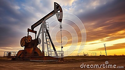 The Vigorous Operation of Industrial Oil Pump Stock Photo