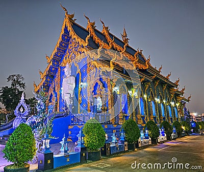 Viharn at Wat Rong Suea Ten Blue temple, Chiang Rai, Thailand Stock Photo