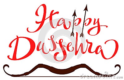Vijaya Dashami Dussehra hindu festival. Happy Dussehra lettering text for greeting card Vector Illustration