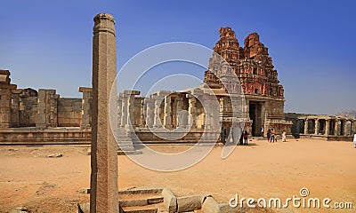 Vijaya Vittala temple in Hampi runes in India Editorial Stock Photo