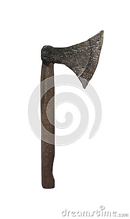 Viking Age battle axehead with replica wooden handle Editorial Stock Photo