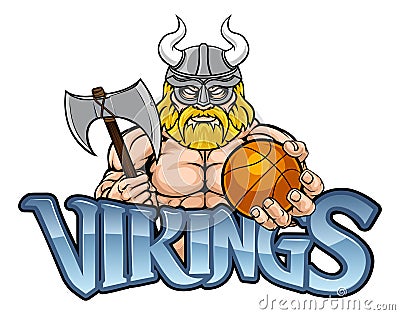 Viking Basketball Sports Mascot Vector Illustration