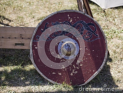 viking battle shield Stock Photo