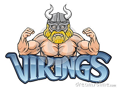Viking Cartoon Sports Mascot Vector Illustration