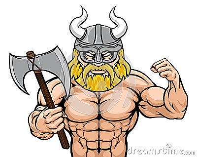 Viking Cartoon Sports Mascot Vector Illustration