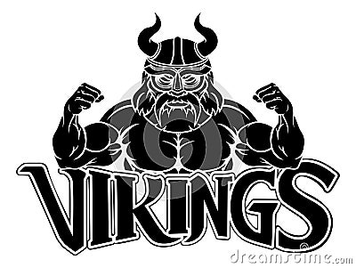 Viking Cartoon Sports Mascot Vector Illustration