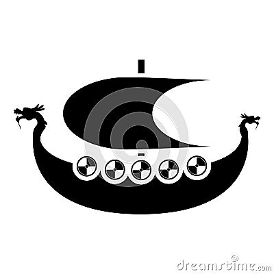 Viking drakkar Dracar sailboat Viking's ship Viking boat icon black color vector illustration flat style image Vector Illustration