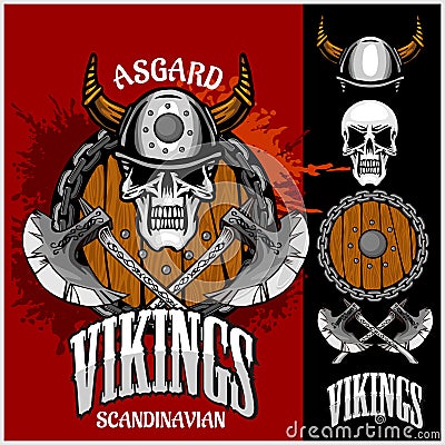 Viking emblem and logos plus isolated elements Vector Illustration