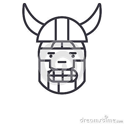 Viking Emoji concept line editable vector, concept icon. Viking Emoji concept linear emotion illustration Vector Illustration