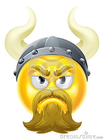 Viking Emoticon Cartoon Face Icon Vector Illustration