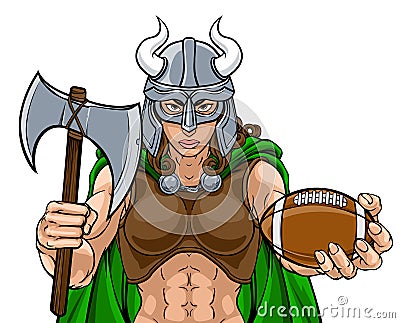 Viking Female Gladiator Football Warrior Woman Vector Illustration