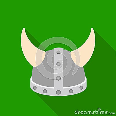 Viking helmet icon in flat style isolated on white background. Hats symbol stock vector illustration. Vector Illustration