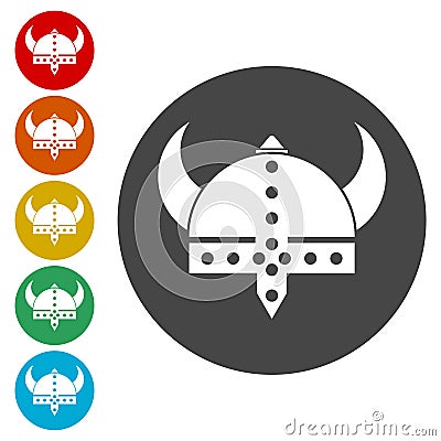Viking helmet - vector icons set Vector Illustration