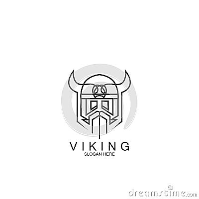 viking line art style logo and vector template Vector Illustration