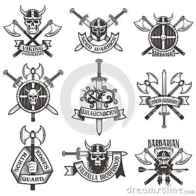 Viking logo set Vector Illustration