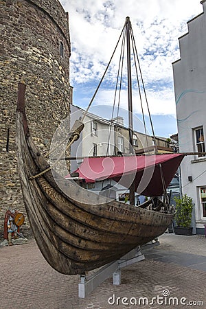 Viking Longboat Replica in Waterford Editorial Stock Photo