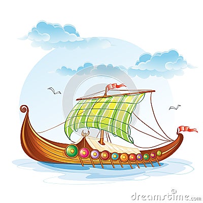 Viking merchant ships S.VI Vector Illustration